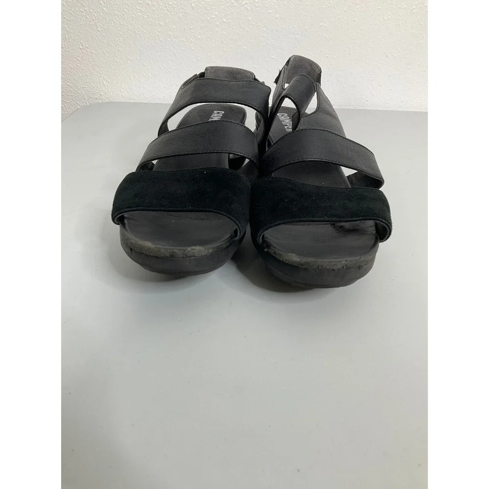 Camper‎ Oruga Up Black Leather Suede Platform Slingback Sandals Womens 42